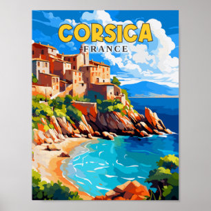Corsica Frankrijk vintage reisillustratie Poster