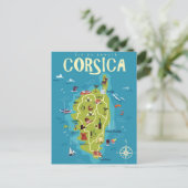 Corsica Illustrated Map Briefkaart (Staand voorkant)
