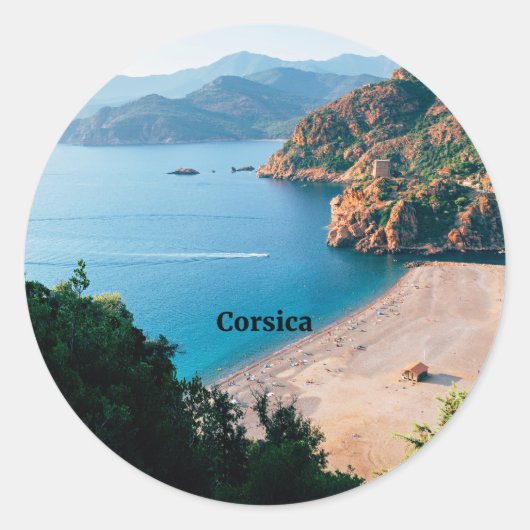Corsica, Mediterraan eiland, Ronde Sticker (Voorkant)