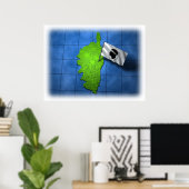 Corsica met eigen vlag poster (Thuiskantoor)