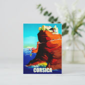 Corsica, middeleeuws fort op de klif, briefkaart (Staand voorkant)