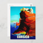 Corsica, middeleeuws fort op de klif, briefkaart (Voorkant / Achterkant)