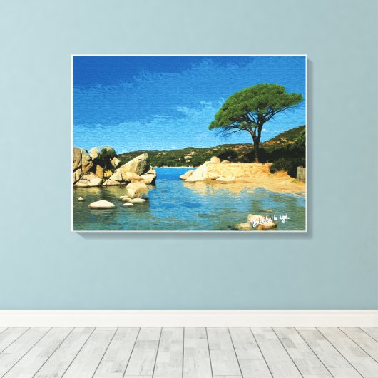 Corsica, Palombaggia-strand Canvas Afdruk (Insitu (Houten vloer))