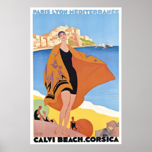 Corsica Reisposter Calvi Beach Art Roger Poster
