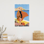Corsica Reisposter Calvi Beach Art Roger Poster (Keuken)