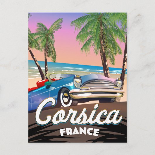 Corsica Retro autoreisposter Briefkaart (Voorkant)