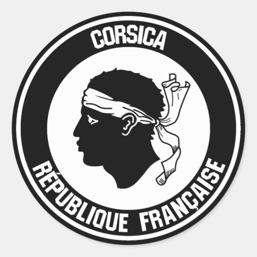 Corsica Round Emblem Ronde Sticker (Voorkant)