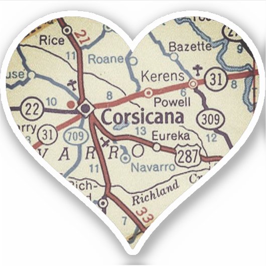 Corsicana  kaart sticker (Voorkant)