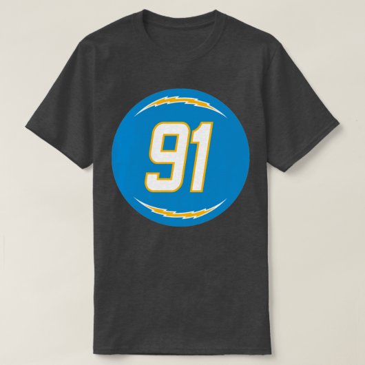 Cortez Broughton Nummer 91 Jersey Los Angeles Char T-shirt (Design voorkant)