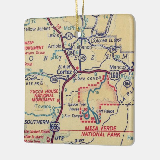 Cortez CO  Map Keramisch Ornament (Links)