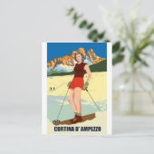 Cortina D' Ampezzo-skiemeisje Briefkaart (Staand voorkant)