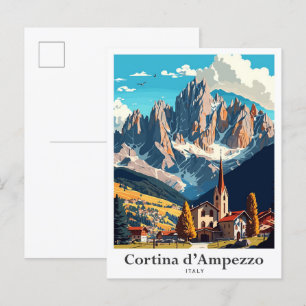Cortina d'Ampezzo Italië Reisillustratie Briefkaart