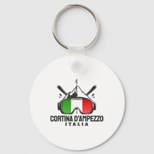 Cortina D'ampezzo Italië Retro Ski Resort Skiën Sleutelhanger
