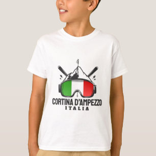 Cortina D'ampezzo Italië Retro Ski Resort Skiën T-shirt
