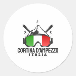 Cortina D'ampezzo Italië Retro Skioord Skiën Ronde Sticker