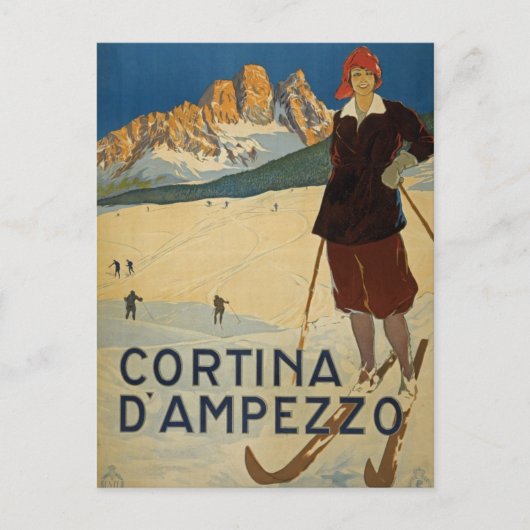 Cortina D'Ampezzo Italië ski-briefkaart Briefkaart (Voorkant)