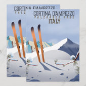 Cortina d'Ampezzo Italië Ski poster Kunstprint (Voorkant / Achterkant)