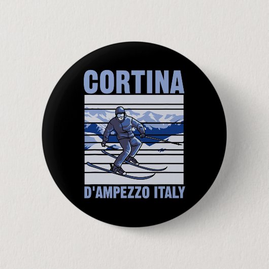 Cortina D'ampezzo Italië Ski Ronde Button 5,7 Cm (Voorkant)