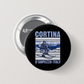 Cortina D'ampezzo Italië Ski Ronde Button 5,7 Cm (Voorkant /achterkant)
