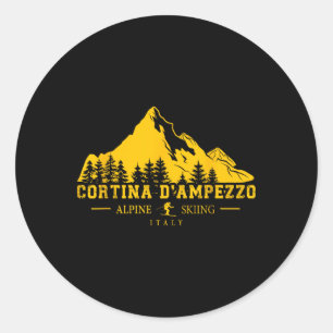 Cortina D'Ampezzo Italië Skigebied Alpine Skiën A Ronde Sticker