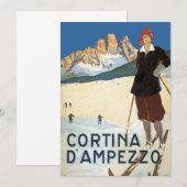 Cortina d'Ampezzo, Italië, Vintage Travel Ski Alpe (Voorkant / Achterkant)