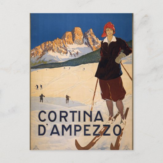 Cortina d'Ampezzo  Italië Winter Ski Snow Briefkaart (Voorkant)
