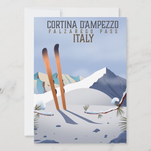 Cortina d'Ampezzo Italy Ski poster Art Print (Achterkant)