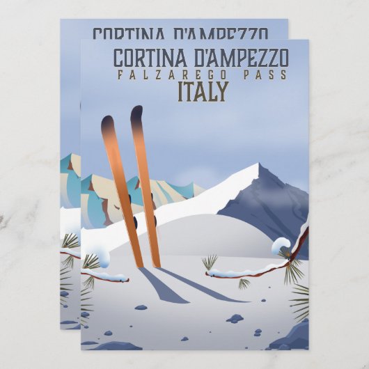 Cortina d'Ampezzo Italy Ski poster Art Print (Voorkant / Achterkant)