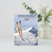 Cortina d'Ampezzo Italy Ski poster Art Print Briefkaart (Staand voorkant)