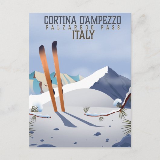 Cortina d'Ampezzo Italy Ski poster Art Print Briefkaart (Voorkant)