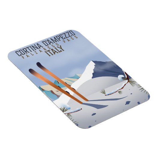 Cortina d'Ampezzo Italy Ski poster Art Print Magneet (Rechterzijde)