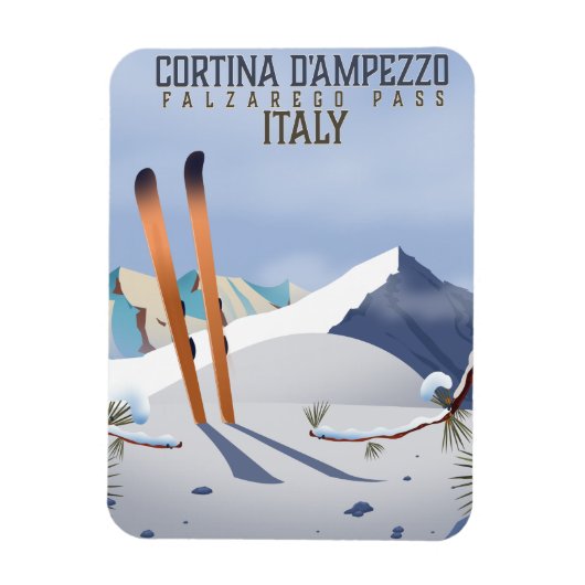 Cortina d'Ampezzo Italy Ski poster Art Print Magneet (Verticaal)
