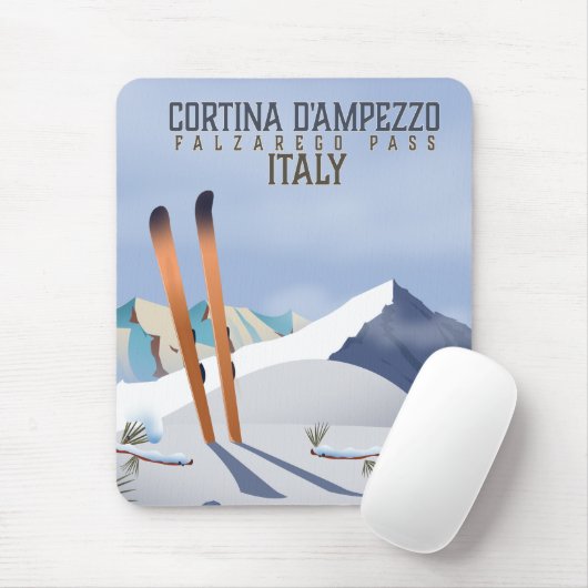 Cortina d'Ampezzo Italy Ski poster Art Print Muismat (Met muis)