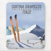 Cortina d'Ampezzo Italy Ski poster Art Print Muismat (Voorkant)