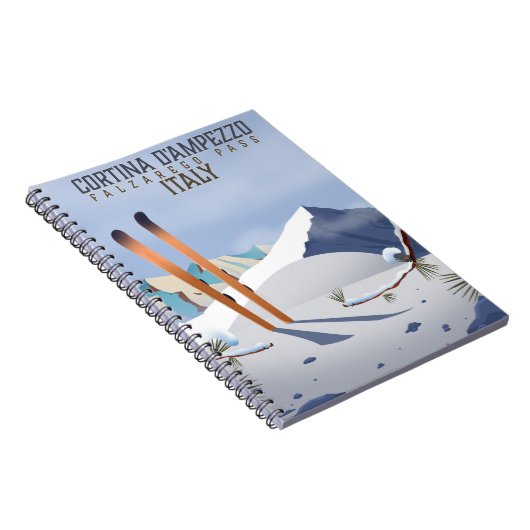 Cortina d'Ampezzo Italy Ski poster Art Print Notitieboek (Rechterzijde)