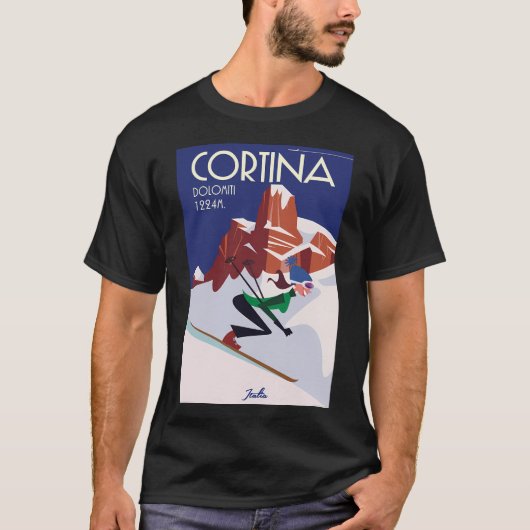 Cortina D'Ampezzo Ski Poster T-shirt (Voorkant)
