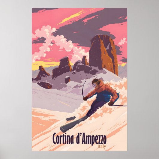 Cortina d'Ampezzo Skigebied Reisposter Poster (Voorkant)