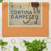 Cortina D'Ampezzo Skiing Poster Theedoek (Gevouwen)