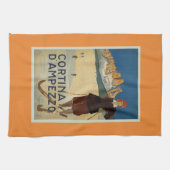 Cortina D'Ampezzo Skiing Poster Theedoek (Horizontaal)