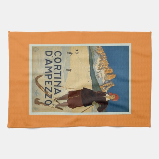 Cortina D'Ampezzo  Skiing Poster Theedoek (Horizontaal)