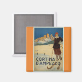 Cortina D'Ampezzo Skimagneet Poster Magneet (Voorkant / Achterkant)