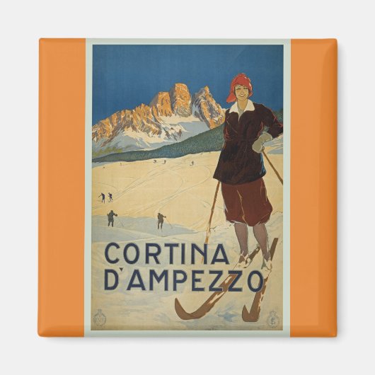 Cortina D'Ampezzo Skimagneet Poster Magneet (Voorkant)