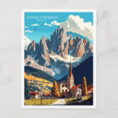 Cortina d'Ampezzo vintage reisillustratie Briefkaart (Voorkant)