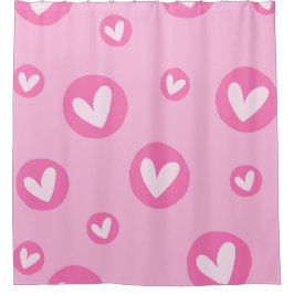 Cortina de Banho com Padrão de Corações Rosa Douchegordijn