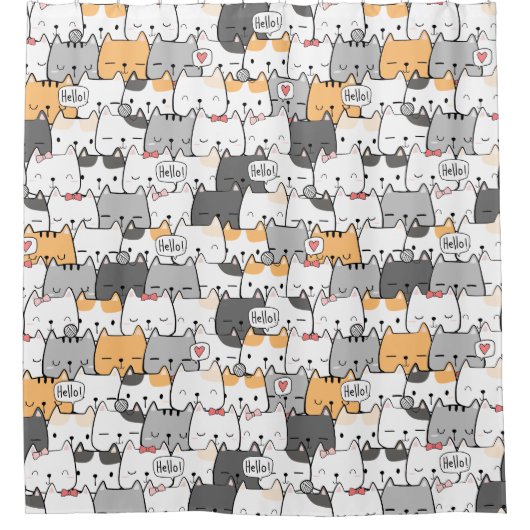 Cortina de Baño HELLO AND LOVELY CATS Douchegordijn (Voorkant)