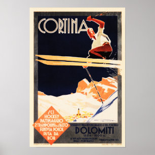 CORTINA Dolomiti voor Vintage ENIT Italië Poster