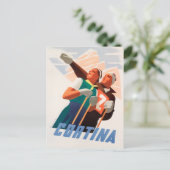 Cortina, Italië Briefkaart voor sneeuwscooters (Staand voorkant)