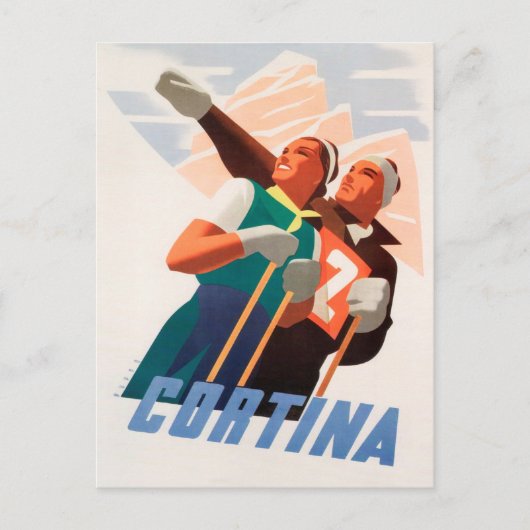 Cortina, Italië Briefkaart voor sneeuwscooters (Voorkant)