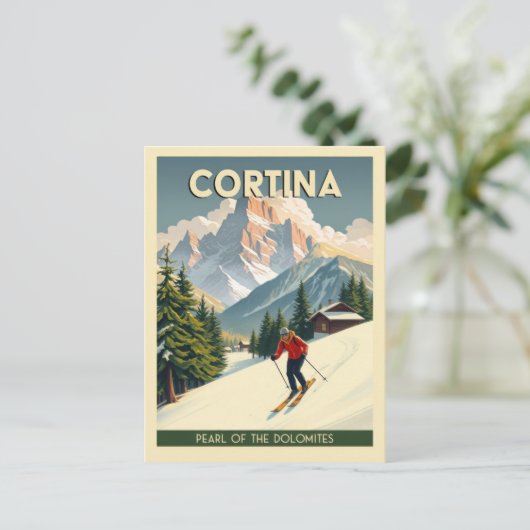 Cortina Italië Dolomieten Bergen Ski Briefkaart (Staand voorkant)