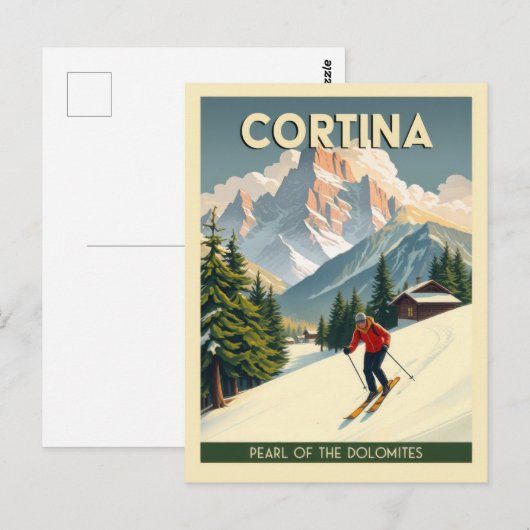  Cortina Italië Dolomieten Bergen Ski Briefkaart (Voorkant / Achterkant)